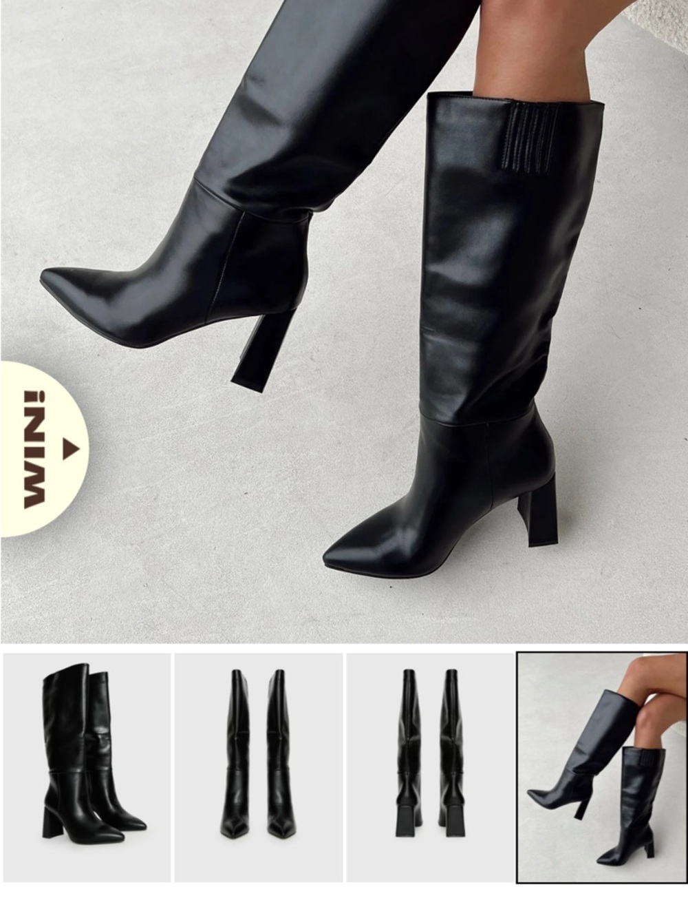 Princess Polly Vesper Black Pointed Knee-High Heeled Boots